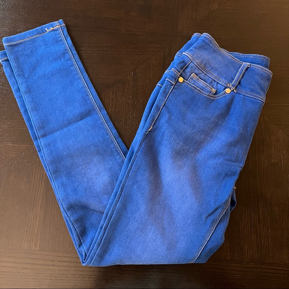 Sugar and Honey Blue 3 Button Silky Stretch Sweetheart Fit Jeggings Size 5